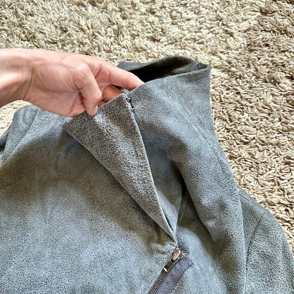 Helmut Lang Gray Lamb Leather Biker Moto Jacket Asymmetrical Women’s Size XS-S - Picture 7 of 15